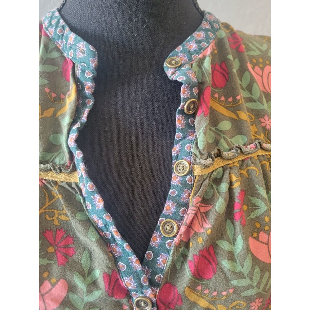 Matilda Jane Breaking New Ground dress with a green floral print and lace trim L - Picture 3 of 12
